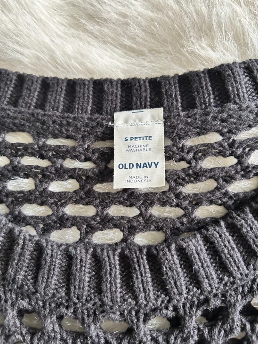 3/$20 Black Cotton Crochet Mesh Sweater S - Picture 4 of 7